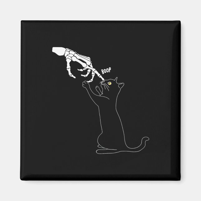 Cat Skeleton Hand Boop Cat Nose Funny Halloween Ou Magnet (Front)