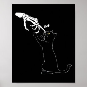 Cat Skeleton Hand Boop Cat Nose Funny Halloween Ou Poster