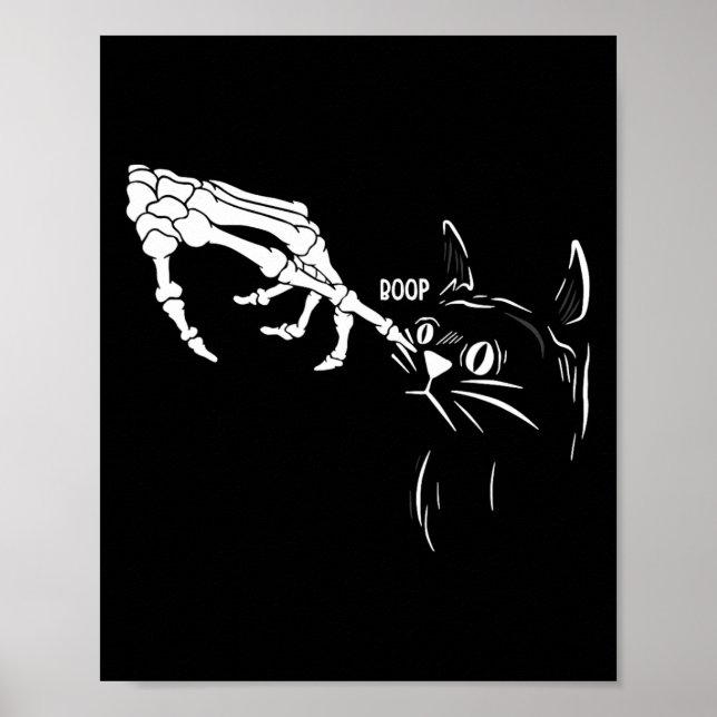 Cat Skeleton Hand Boop Halloween Cats Lover Pet Ow Poster (Front)