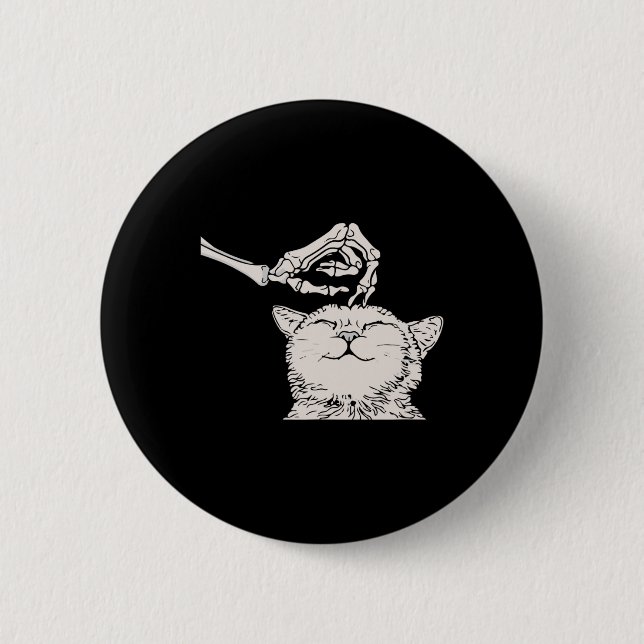 Cat Skeleton Hand Lazy Halloween Costume Cool Bone Button (Front)