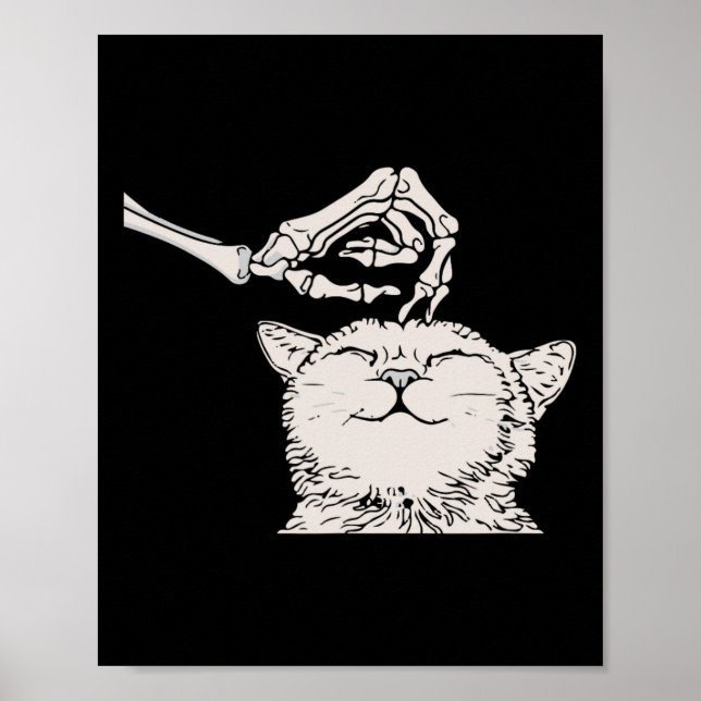 Cat Skeleton Hand Lazy Halloween Costume Cool Bone Poster (Front)