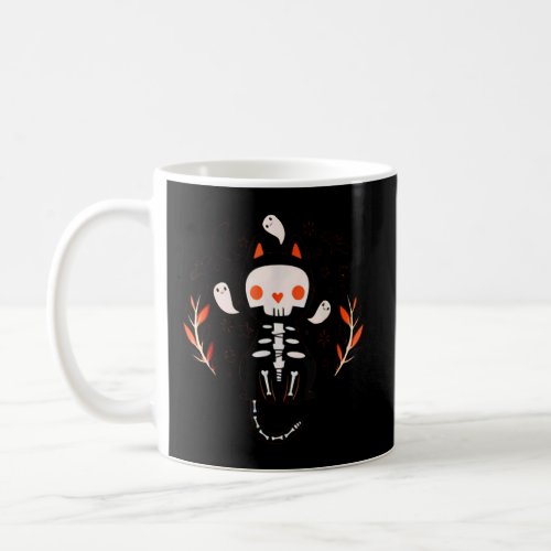 Cat Skeleton Spooky Vampire Vintage Halloween  Coffee Mug