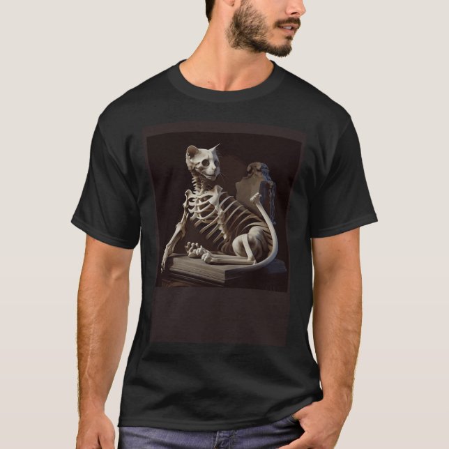 Cat Skeleton Waves T-Shirt (Front)