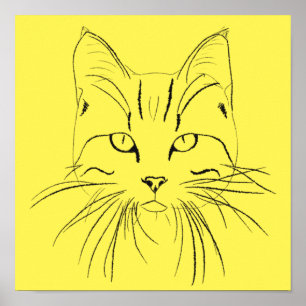 Cat Sketch - Customizable Color Poster