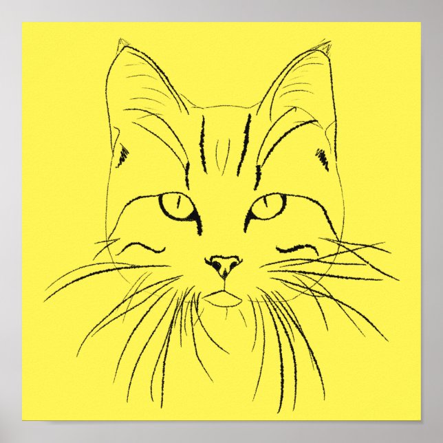 Cat Sketch - Customizable Color Poster (Front)