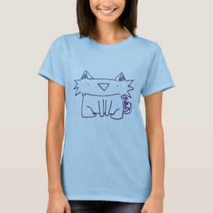 Cat Sketch Purple Outline T-Shirt
