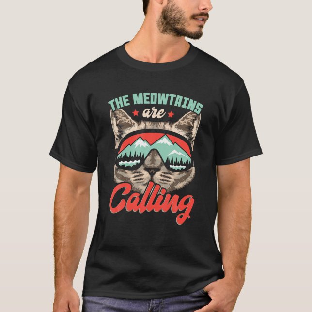 Cat Ski Goggles Skier Winter Mountains Ski Slogan T-Shirt (Front)
