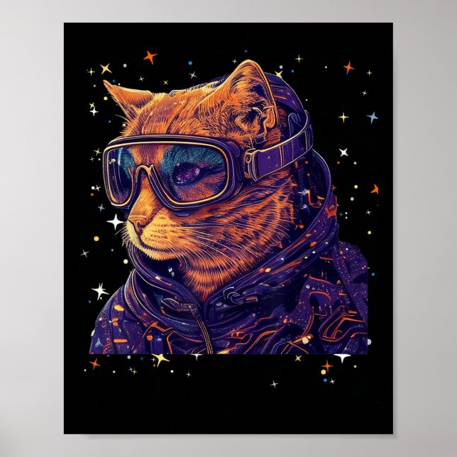 Cat Ski Snowboard Goggles Funny Skiing Snowboardin Poster (Front)