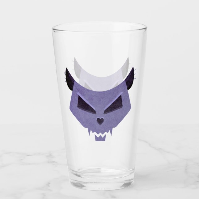Cat Skull Cartoon Geometric Art Glass (Front)
