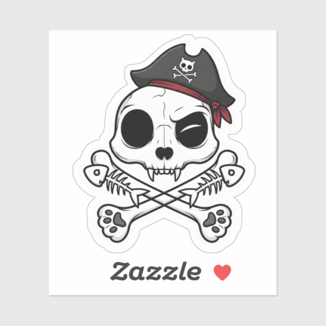 Cat Skull & Crossbones – Funny Pirate Cat Sticker (Sheet)