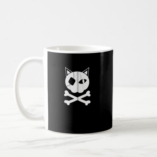 Cat Skull Head Crossbones Scary Cat Enthusiast Hal Coffee Mug