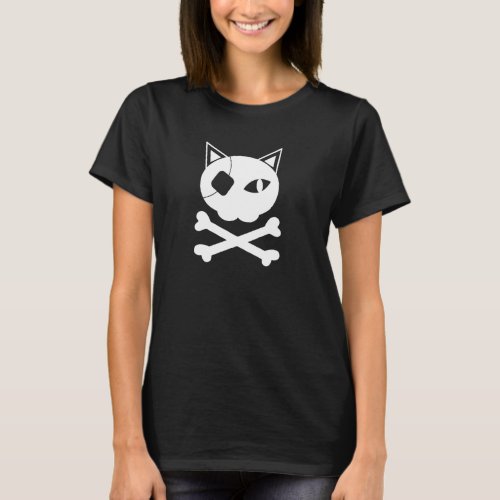 Cat Skull Head Crossbones Scary Cat Enthusiast Hal T_Shirt