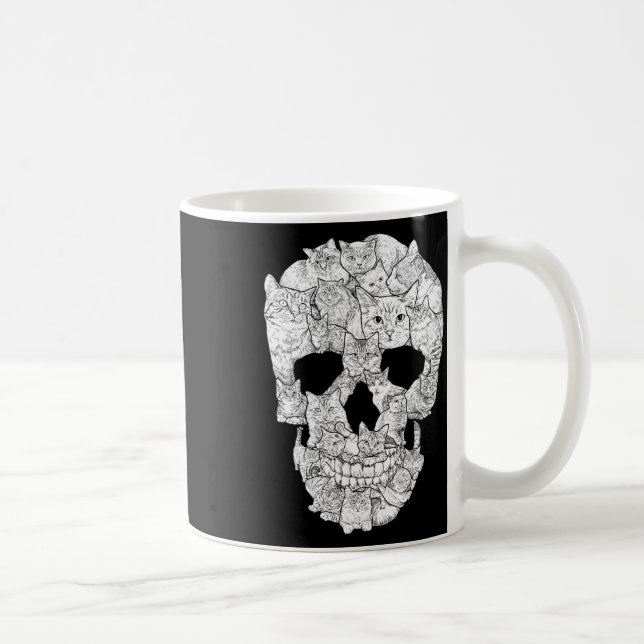 Cat Skull - Kitty Skeleton Halloween Costume Idea  Coffee Mug (Right)