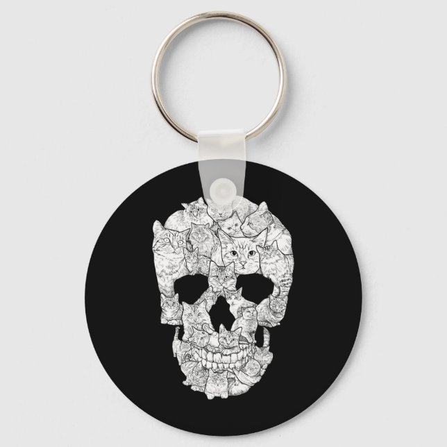 Cat Skull - Kitty Skeleton Halloween Costume Idea  Keychain (Front)