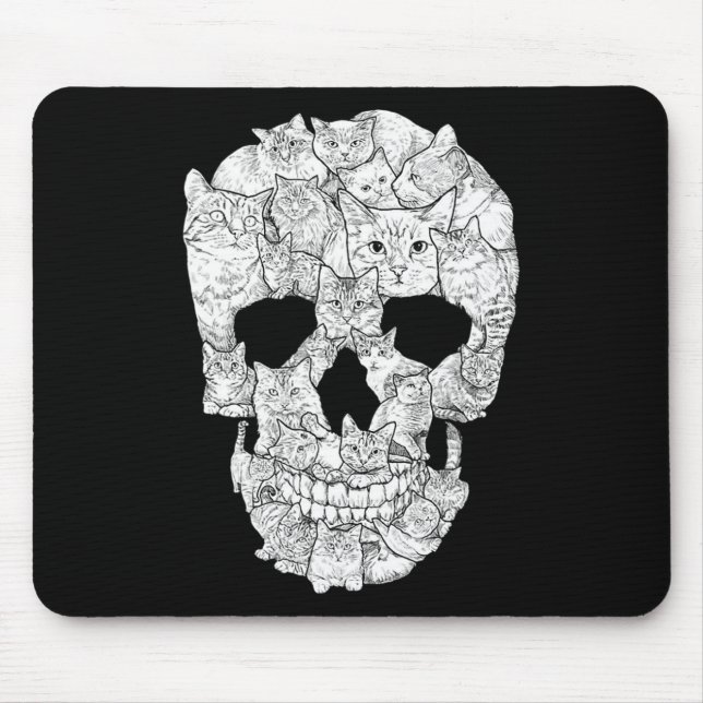 Cat Skull - Kitty Skeleton Halloween Costume Idea  Mouse Pad (Front)