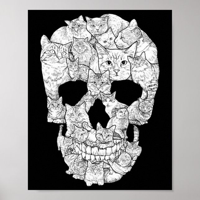 Cat Skull - Kitty Skeleton Halloween Costume Idea  Poster (Front)