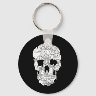 Cat Skull Kitty Skeleton Halloween Costume Tarot Keychain