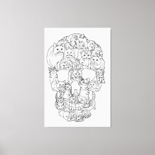 Cat Skull Kitty Skeleton Halloween Goth Punk Emo G Canvas Print