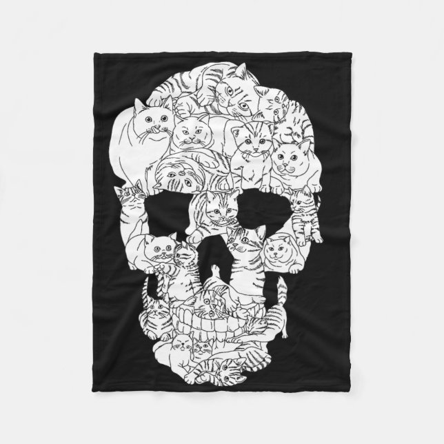 Cat Skull Kitty Skeleton Halloween Goth Punk Emo G Fleece Blanket (Front)