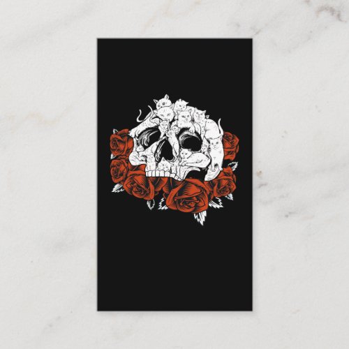 Cat Skull Roses Skeleton Kitten Business Card