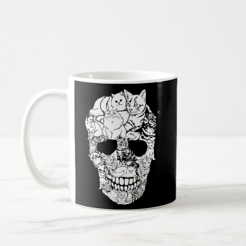 Cat Skull _ Scary Halloween Skeleton Cat Coffee Mug