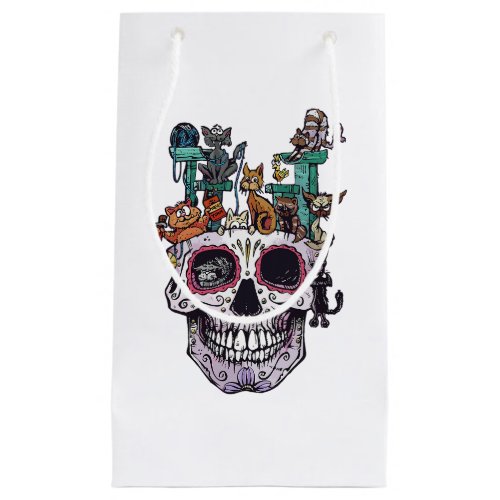 Cat Skull Shirt _ Kitty Skeleton Halloween Costume Small Gift Bag
