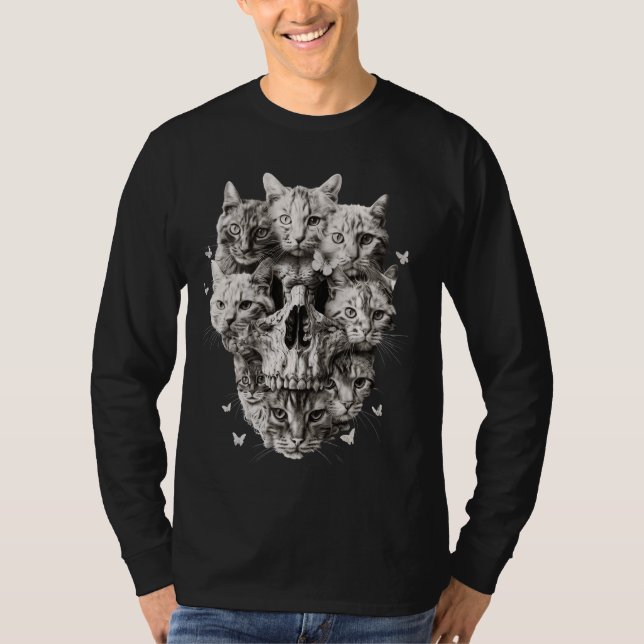 Cat Skull Skeleton Halloween Costume Cat Lover Mom T-Shirt (Front)