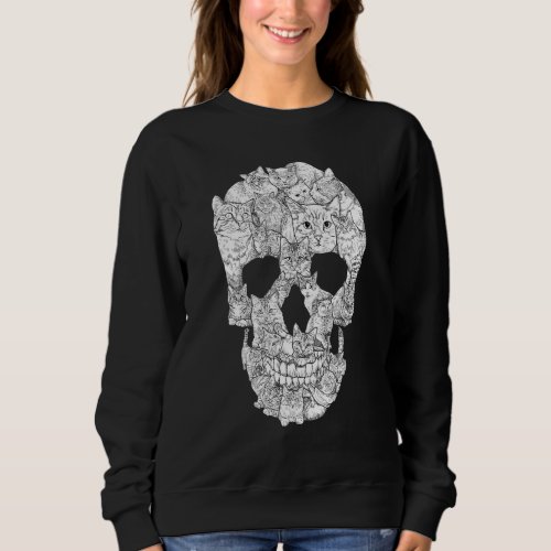 Cat Skull Skeleton Halloween Costume Classic Sweatshirt