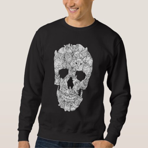 Cat Skull Skeleton Halloween Costume Classic Sweatshirt