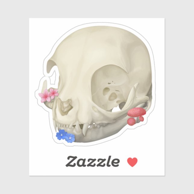 Cat Skull With Flora Sticker (Sheet)