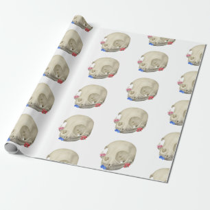 Cat Skull With Flora Wrapping Paper