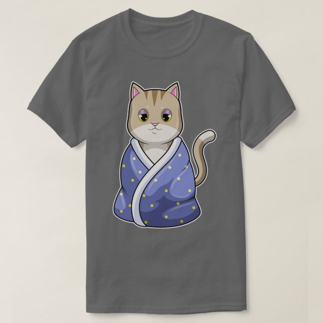 Cat Sleeping Blanket T-Shirt (Design Front)