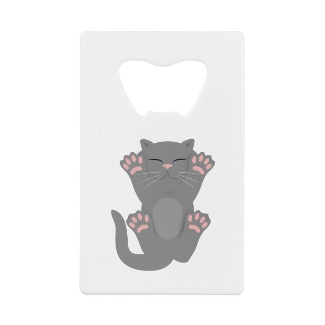 cat sleeping credit card bottle opener (Front)