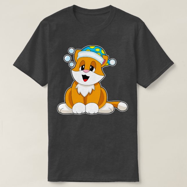 Cat Sleeping Nightcap T-Shirt (Design Front)