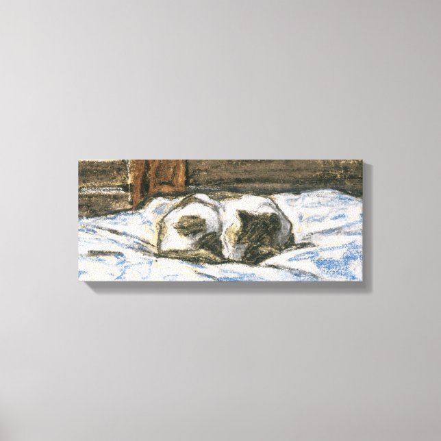 Cat Sleeping on a Bed by Claude Monet Canvas Print (Front)