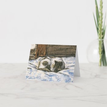 Cat Sleeping On A Bed By Claude Monet Card by themollywogpost at Zazzle