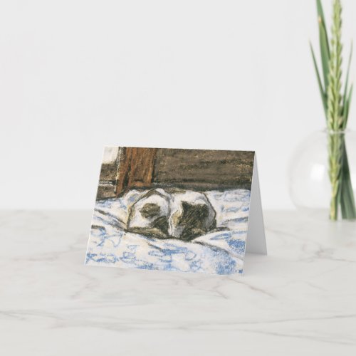 Cat Sleeping on a Bed by Claude Monet Card