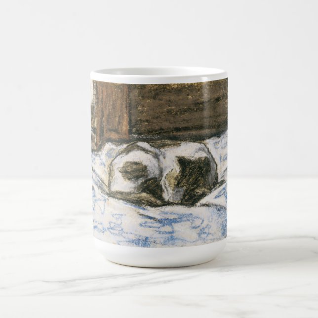 Cat Sleeping on a Bed by Claude Monet Coffee Mug (Center)