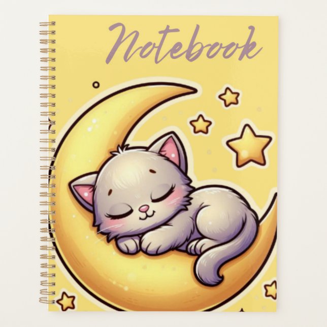 Cat Sleeping On The Moon Notebook (Front)