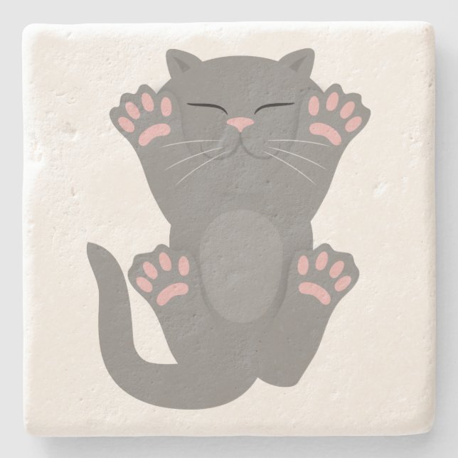 cat sleeping stone coaster (Front)