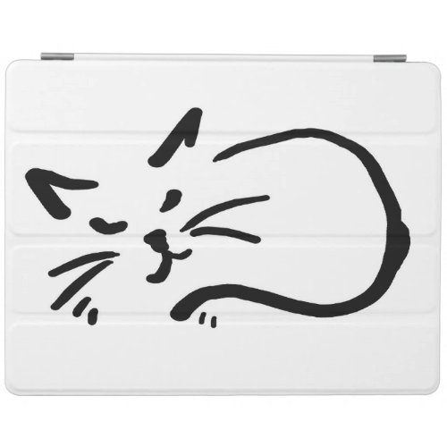 Cat sleeping sumi_e black on white illustration iPad smart cover