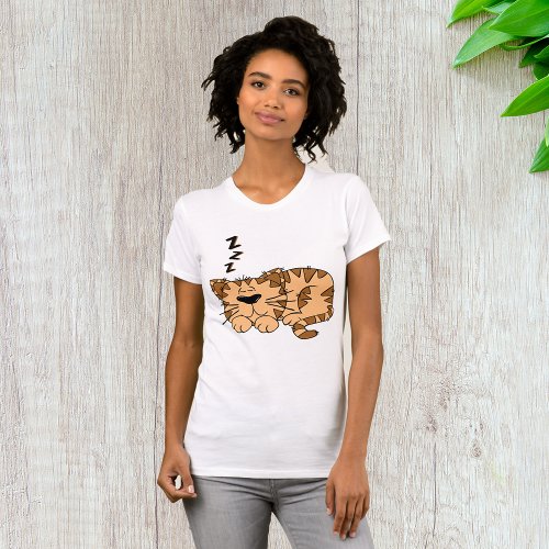 Cat Sleeping Womens T_Shirt