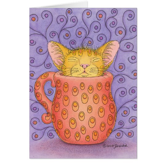 CAT sleeps in mug Card