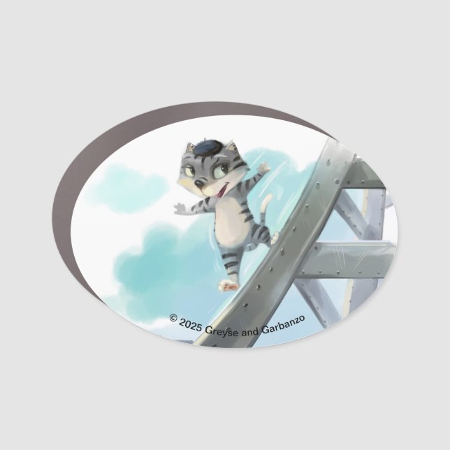 Cat Slides Eiffel Tower – Paris Car Magnet Oval (Front)