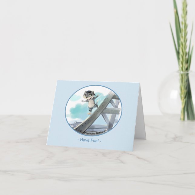 Cat Slides Eiffel Tower – Paris Fun Card (Front)