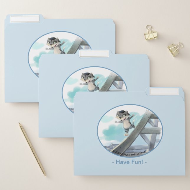 Cat Slides Eiffel Tower - Paris Fun File Folders (Set)