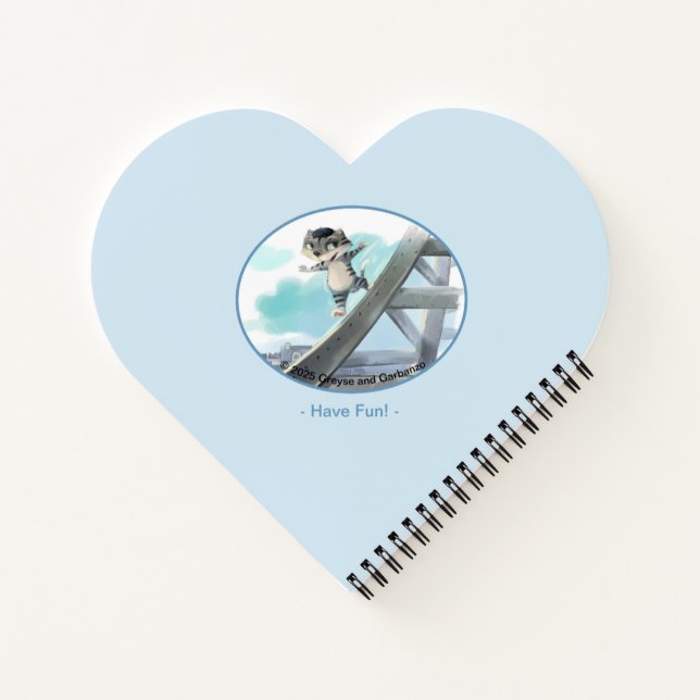 Cat Slides Eiffel Tower – Paris Fun Heart Notebook (Back)