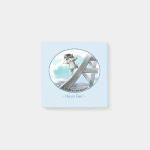 Cat Slides Eiffel Tower – Paris Fun Notes 3" x 3"