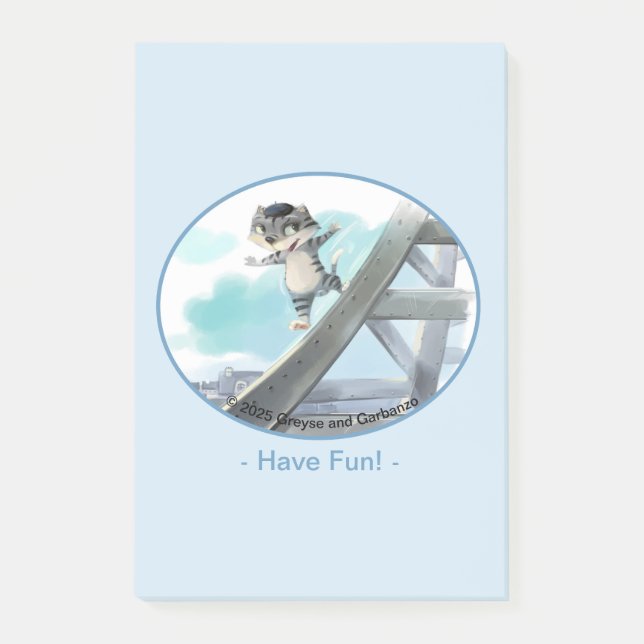 Cat Slides Eiffel Tower – Paris Fun Notes 4" x 6" (Front)