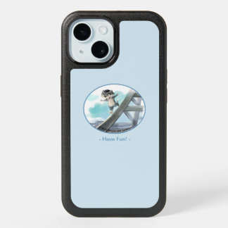 Cat Slides Eiffel Tower – Paris Fun Otterbox (V) iPhone 15 Case